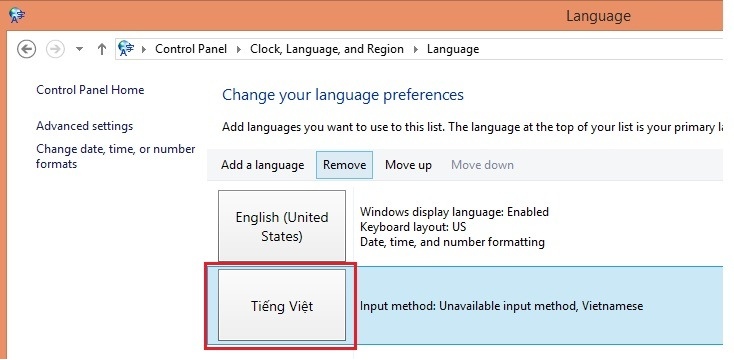 Uninstall existing Vietnamese Keyboard layout